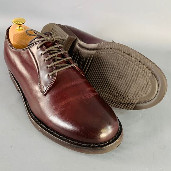 BRUNELLO CUCINELLI Size 8 Burgundy Leather Derby Lace-Up Shoes - Picture 5 of 10
